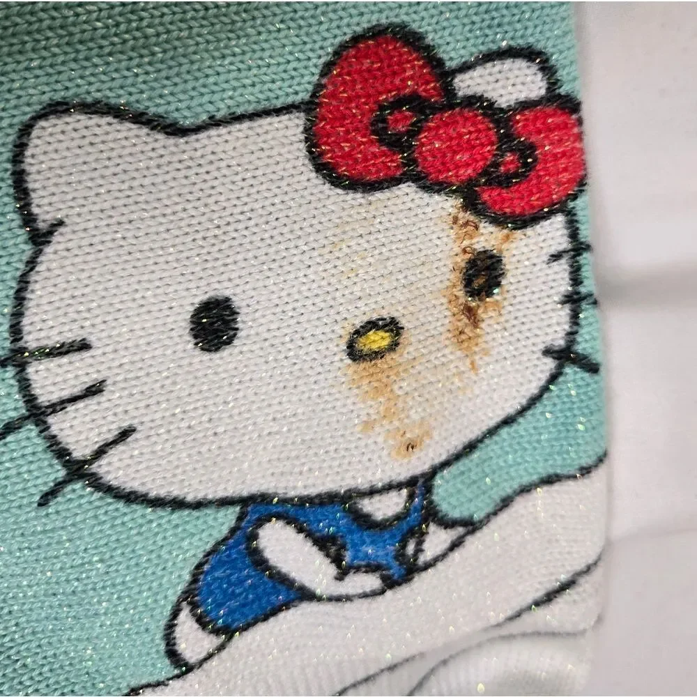 Hello Sanrio x JapanLA knit Hello Kitty metallic‎ oversized sparkle sweater RARE